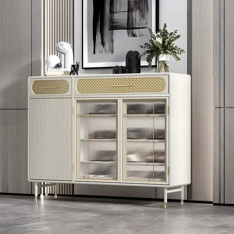 Modern simple light luxury shoe cabinet, household storage and storage integrated solid wood  cabinet