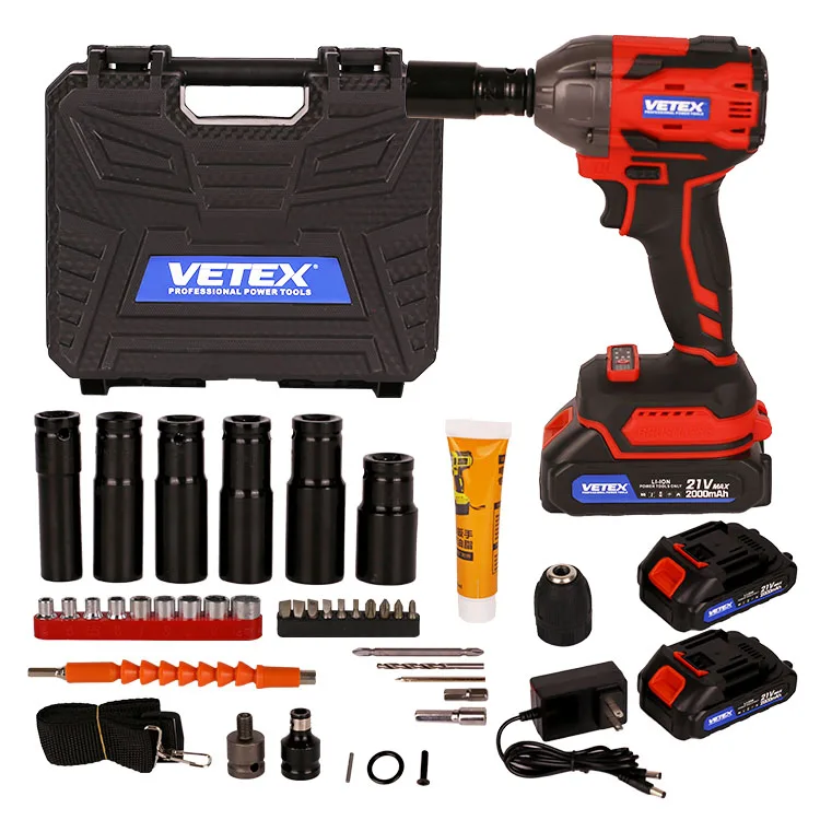 Ready To Ship Brushless Motor 21V 2000mAh Li-ion Battery Powered Electric Power Wrench Cordless Impact Wrench