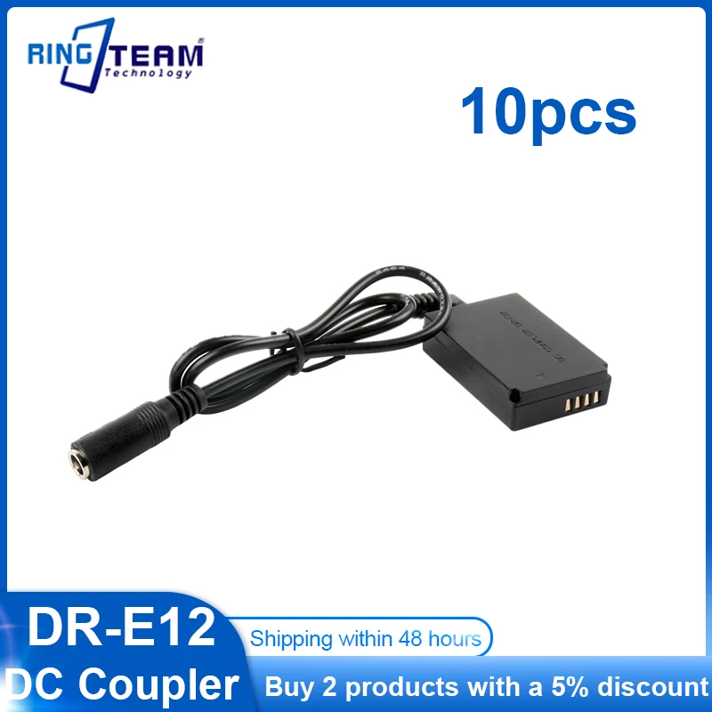 

10pcs LP-E12 Dummy Battery DRE12 5.5*2.1mm Female DR E12 DR-E12 DC Coupler DR-E12 for Canon Cameras EOS-M EOS M M2 M10 M50 M100