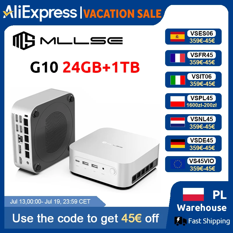 Mini PC MLLSE G10 AMD R7 H255 24GB LPDDR5 1TB SSD 8 Núcleos, Computadora de Escritorio, BT5.2, WIFI 6, HDMI, TYPE-C, USB