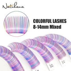 NATUHANA Brown Blue Purple Colored Eyelash Extensions Individual Mink Color Eyelashes Korea Pbt Natural Soft False Cilio Lashes