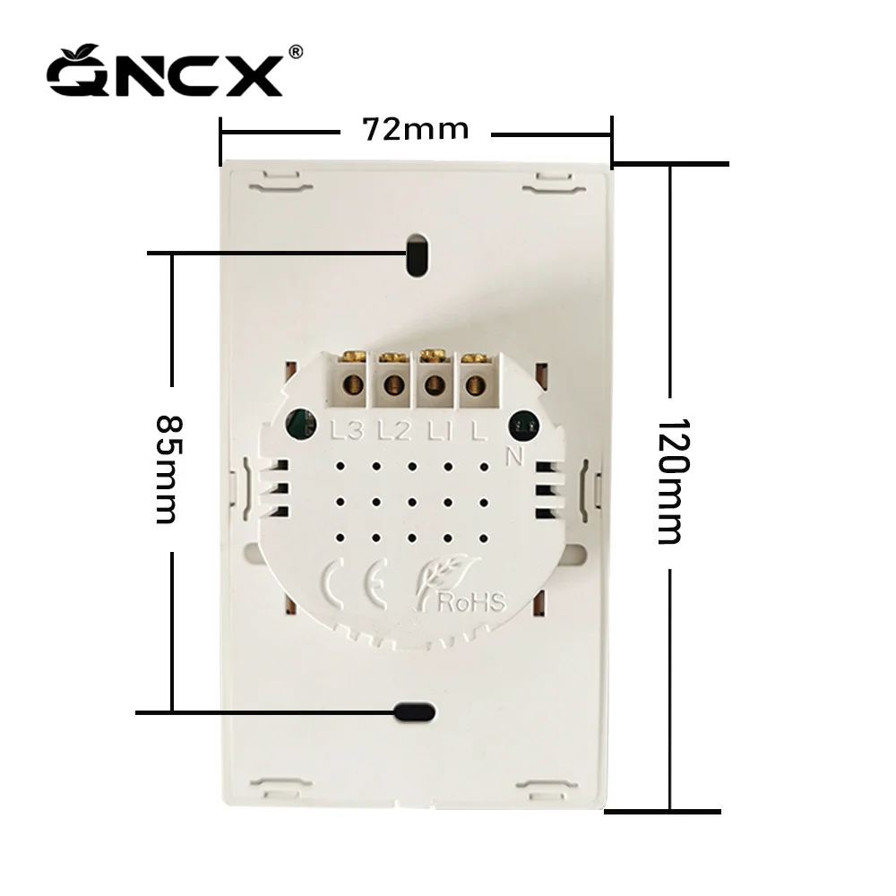 QNCX 벽 터치 스위치 EU 미국 표준 조명 스위치 LED 크리스탈 유리 패널 AC100-240V 센서 스위치 1/2/3 Gang Interruttore