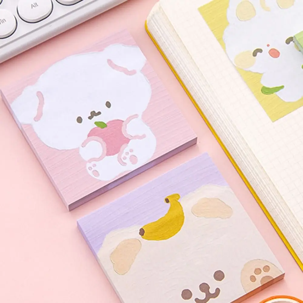 動物の油絵の付箋、かわいい正方形の漫画のメモ帳、クマの時間の付箋、パックあたり80枚