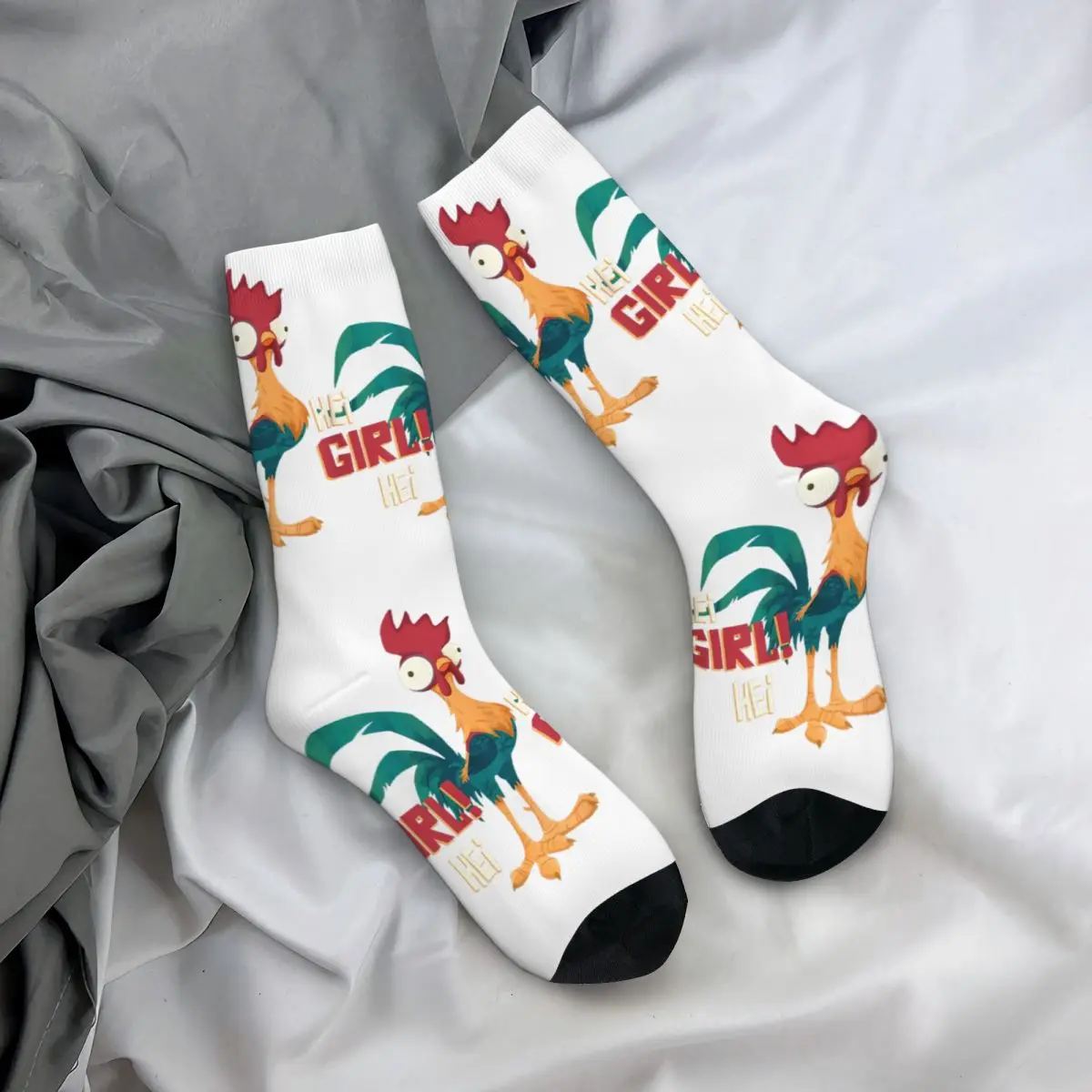 Moana Hei Hei Chicken Hei Girl Hei Socks Men\'s Women\'s Fashion Socks Harajuku Spring Summer Winter Middle Tube Socks Gifts