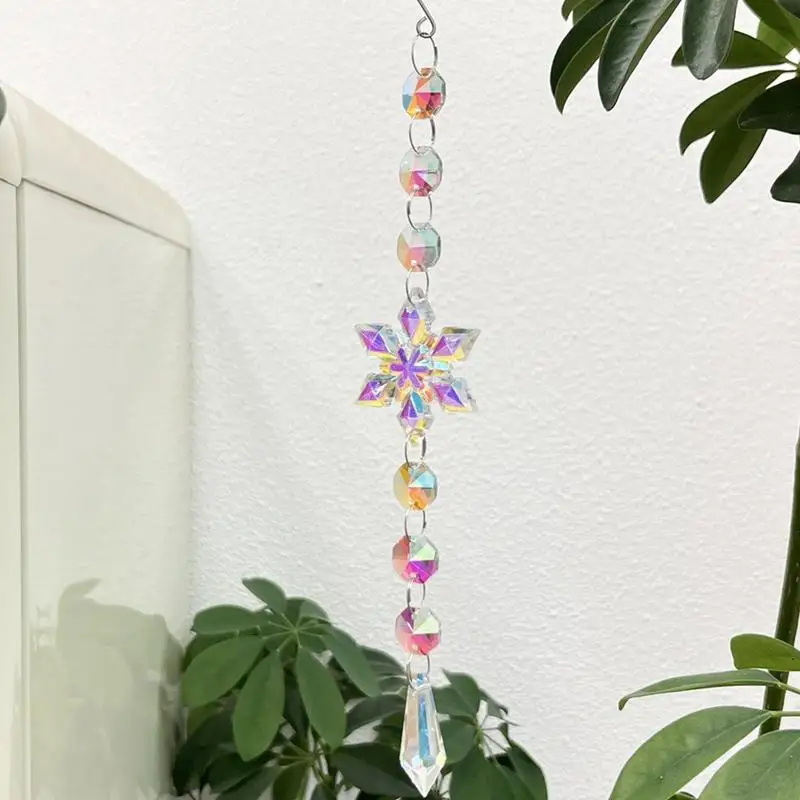 Christmas Crystal Snowflake Decoration Acrylic 6Pieces Christmas Ornaments Crystal Ornament Glitter Clear Ricicle Drop Rainbow