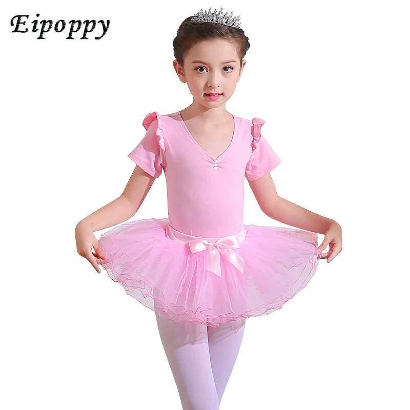 

Children's Dance Clothes Ballet Skirt Practice Clothes Girls' Grading Summer Short-Sleeved Girls' Dancing Skirt Chinese