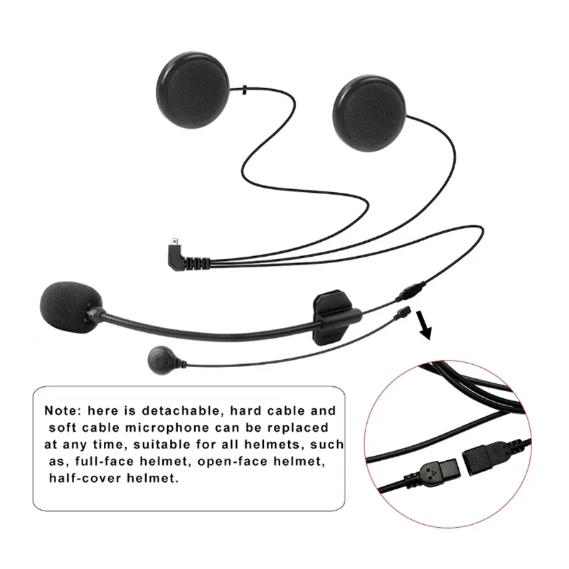 Téléphone de sauna et microphone dur et doux, Freedconn R1, R1 Plus, réinitialisation en option, 5 broches, 2 en 1, 1PC