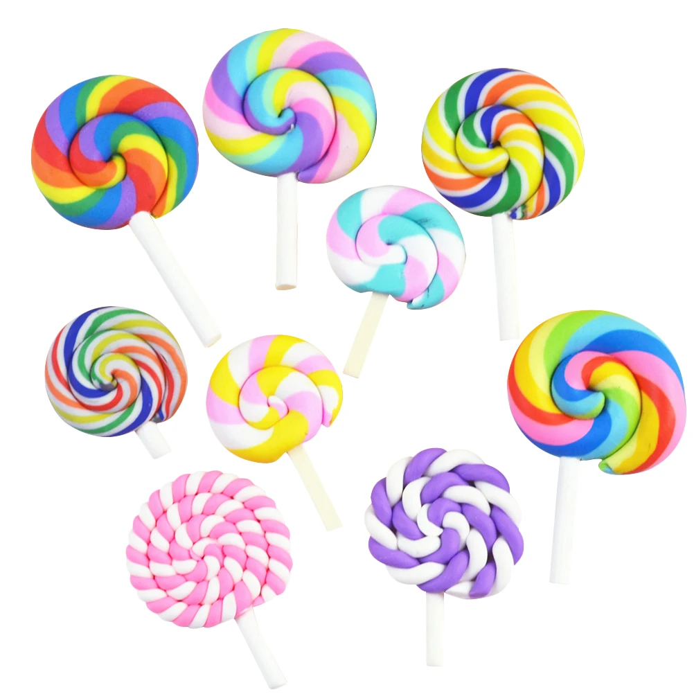 

12pcs Lollipop DIY Fake Candy Charms Soft Polymer Phone Phone Case Decor Case Decorations Jewelry Material