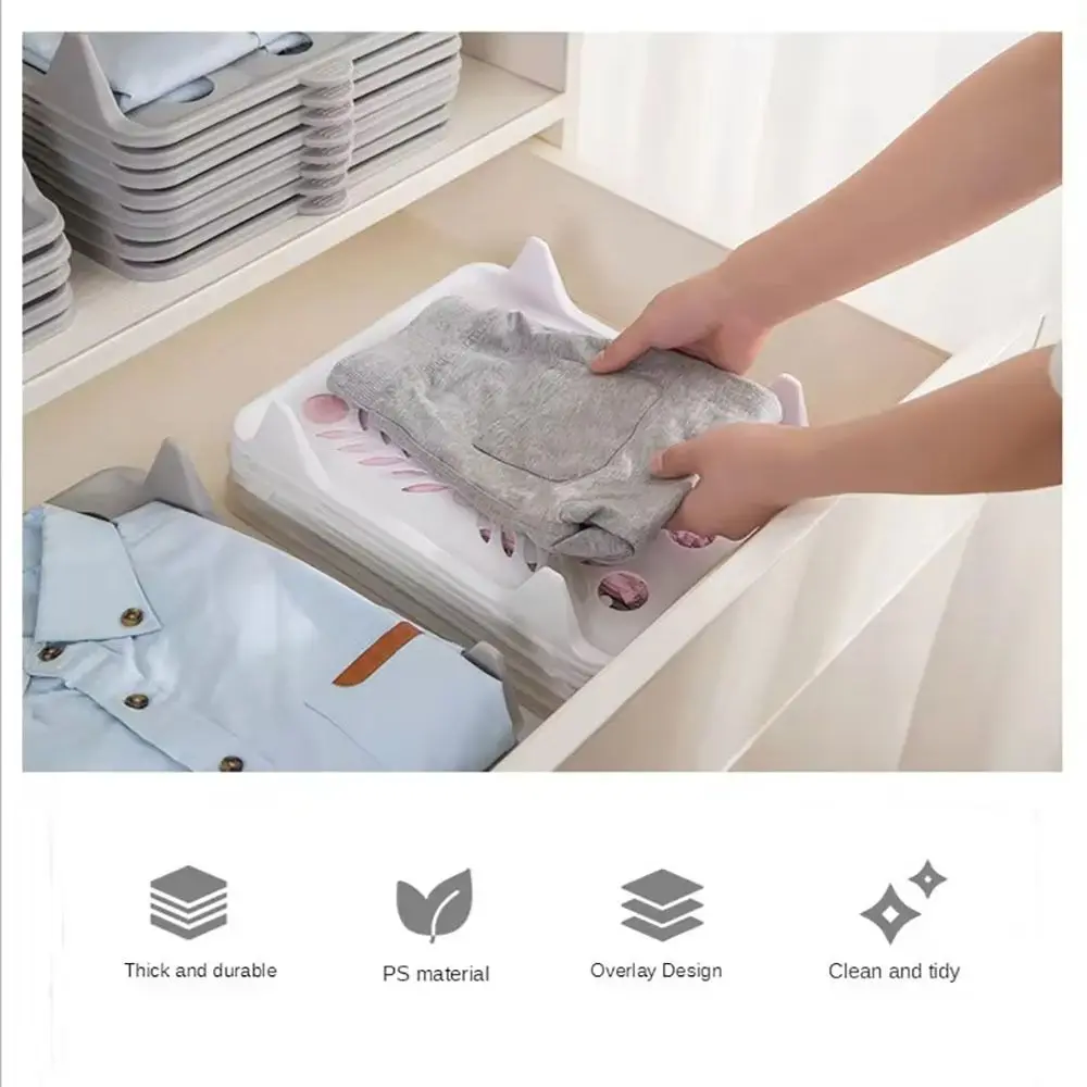 Dividers Stackable Plastic Shirt Organizer Simple White T Shirt Folder Board Wardrobe Storage Closet