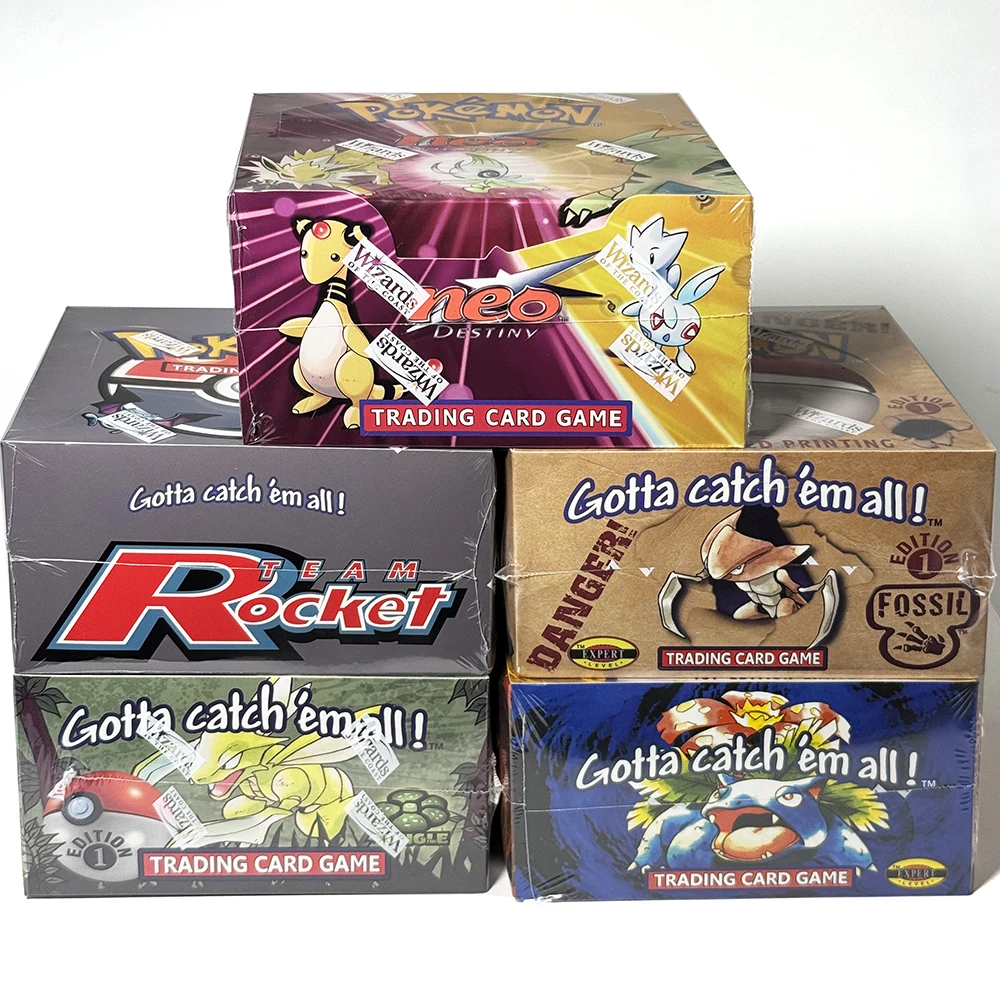 Boîte de rappel PKM Base Set Fossil Jungle Team Rocket Neo Destiny 1999 2000 1ère Édition 1 Boîte 36 Paquets Cartes de Jeu Proxy Scellées
