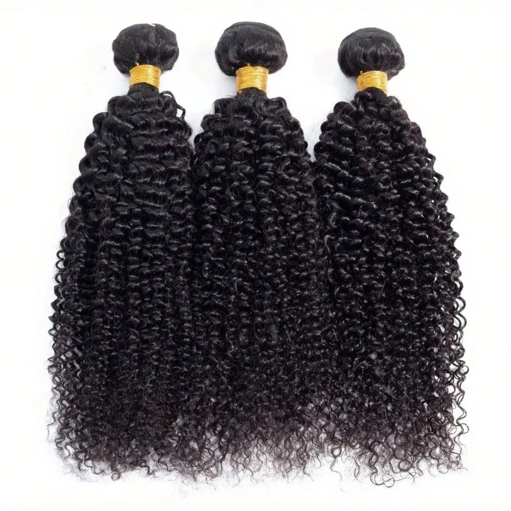 جيري مجعد حزم الشعر البشري اللون الطبيعي الضفائر مجعد كومبو حزمة نسج سريع شعر مستعار بشري العديد من خيارات الحجم