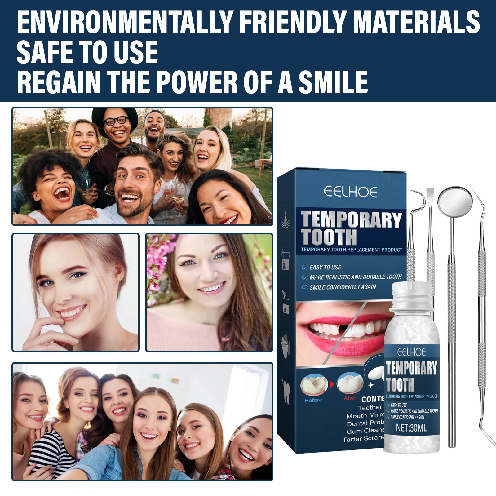 Denture Glue Teeth Modification Set Filling Gaps Between Teeth Can Shape Dental Adhesive Dental Glue Teeth Modification Tool