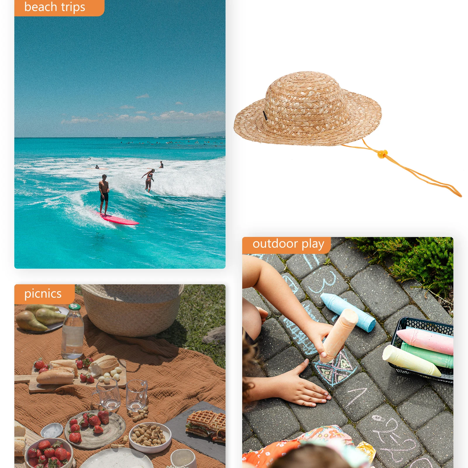 

Children's Straw Hat for Farmer Costume Kids Straw Hat Outdoor Beach Sun Cap Handicraft Hats Kids stage perform props Straw Hat