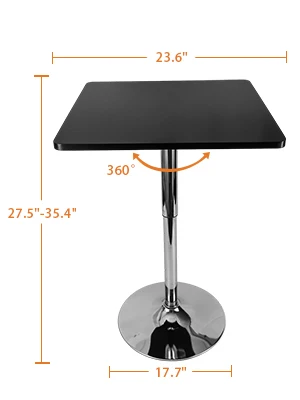 Modern Bar Table with Adjustable Height and Sturdy Base - 330 lbs Load Capacity, Ideal for Kitchen, Pub, and Bistro Settings