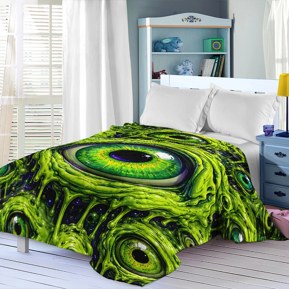 Green Monster Eyes Slime Super Soft Flannel Blanket Fuzzy Warm Throw Blanket for Bed Couch Cozy Plush Bed Cover All Season