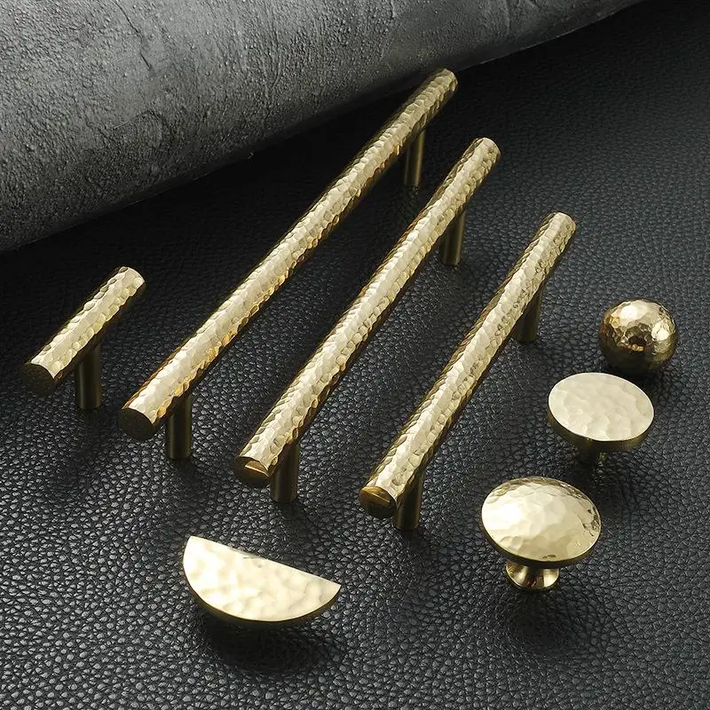 Drawer Hammer Pattern Pull Handle For Cabinet Single-hole Pull Handles For Wardrobe Handle Brass Copper Pulls