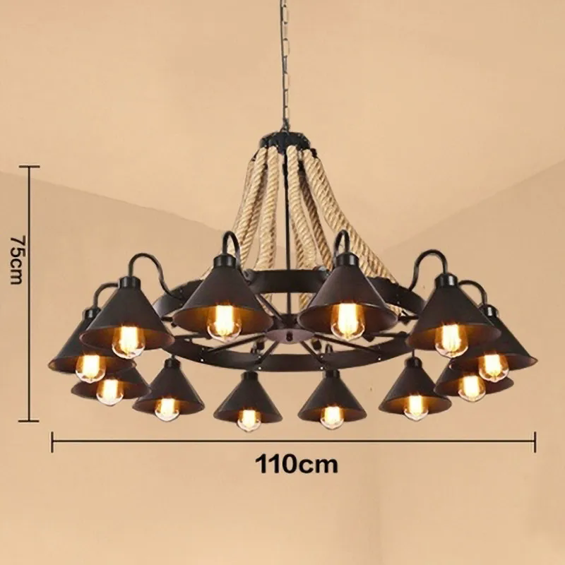 

Vintage American Chandelier Rural Loft Iron Retro Industrial Wind Restaurant Bar Clothing Store Hot pot Cafe Boat Chandelier