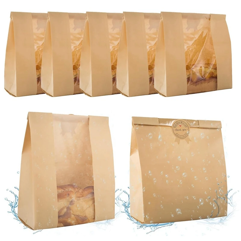 

50 PCS Homemade Bread Bag With Clear Window Yellow About 21X9x29cm Suitable For Bakers For Packaging And Storage Of Baked Goods