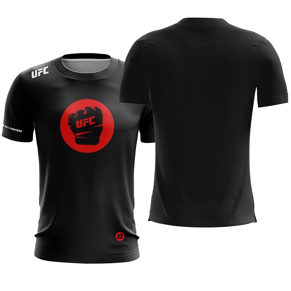 الرجال UFC القتال التدريب جيرسي موضة جديدة الأسود تيز الرجال اللياقة البدنية الصالة الرياضية الرياضة الجولة الرقبة تي شيرت الذكور عادية أبلى القمم