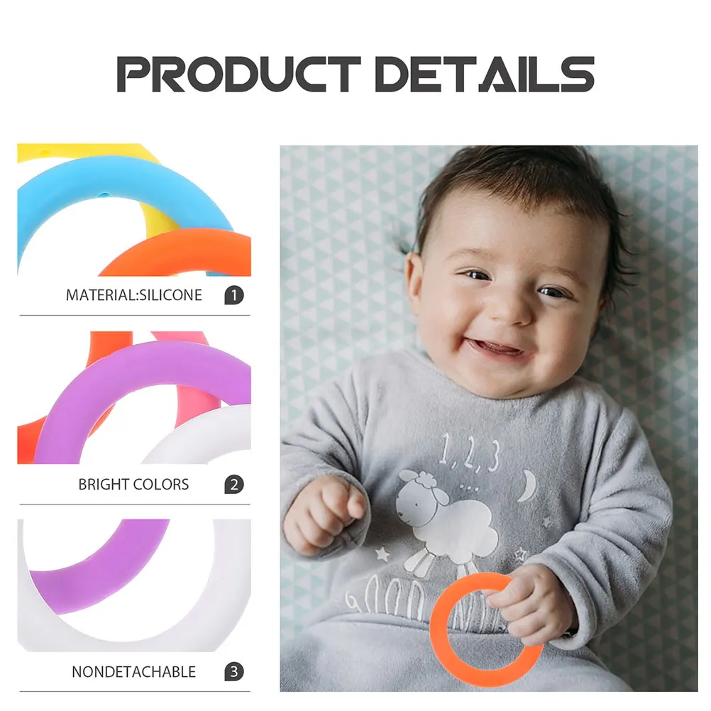 

12pcs Ring For Keychain Multi-Function Colorful Round Diy Accessory Silicone Circle Bead Pendant O-Rings Craft Supplies Keychain