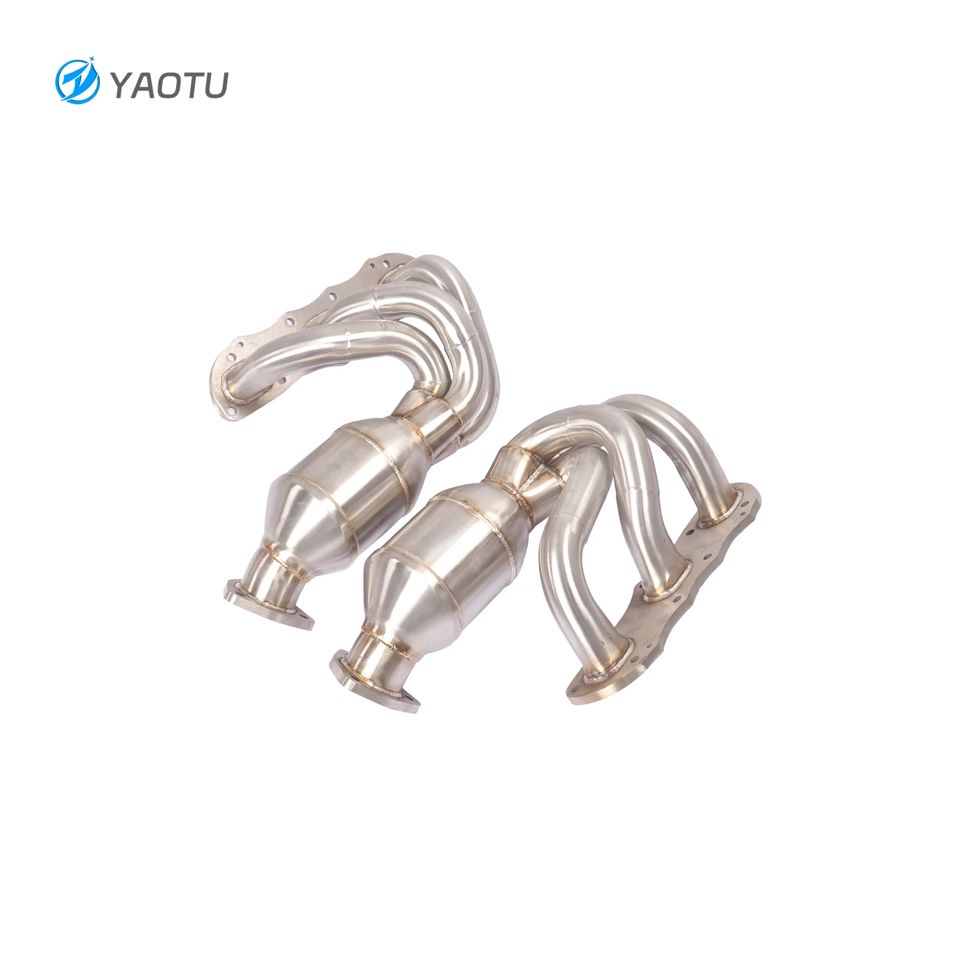 

YT Header Manifold Downpipe with Three-way Catalytic Converter Suitable for Porsche 981 3.4 3-hole Flange, Brushed Finish