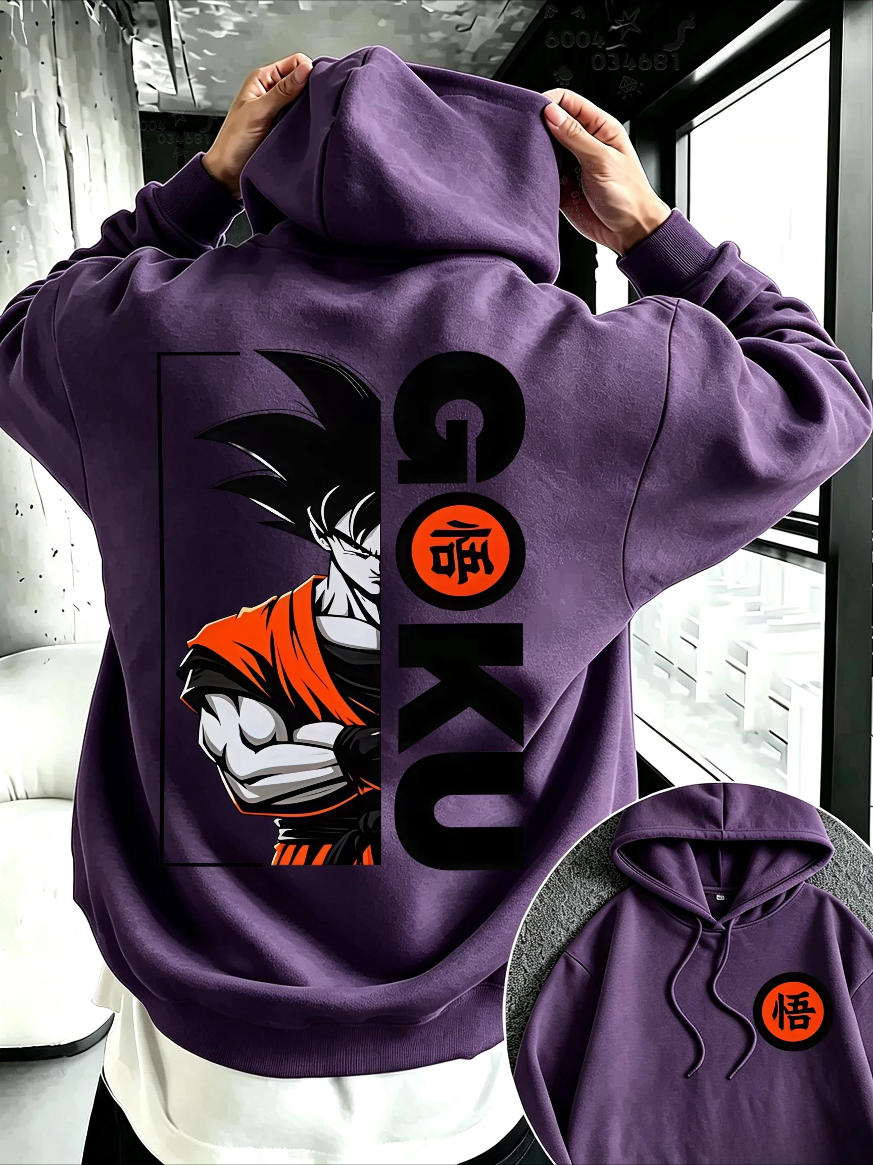 Lässiger, langärmeliger Kapuzenpullover für Jungen mit Beijita-Logo und Dragon Ball Anime-Aufdruck – eine trendige Streetwear für Kinder. – Detail 2