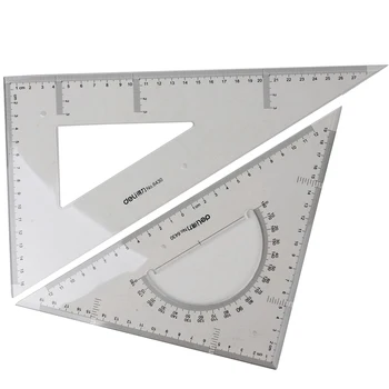ديلي 6430 مسطرة بلاستيكية عالية الجودة مسطرة رسم للطلاب مسطرة مثلثة مع منقلة 30 سنتيمتر خط المدرسة قاعدة ريجلا Paperalia