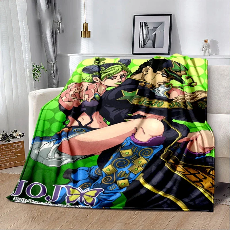 Anime JoJo Bizarre Adventure Jolyne Soft Plush Blanket, Flannel Blanket Throw Blanket for Living Room Bedroom Bed Sofa Cover