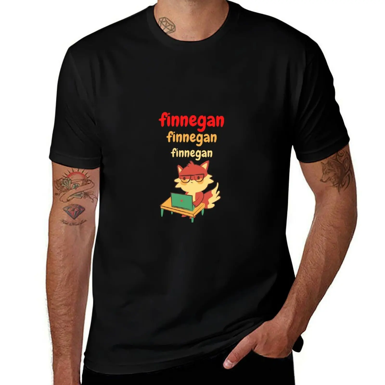 finnegan fox T-Shirt Anime t-shirt blacks tees mens graphic t-shirts hip hop