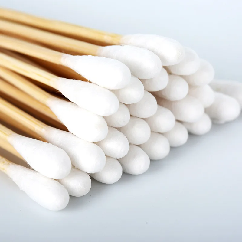 50 قطعة/الحقيبة المتاح مسحات القطن المعقمة رئيس واحد الجرح التعقيم تنظيف خشبية طويلة مسحات القطن العصي لوازم المنزل