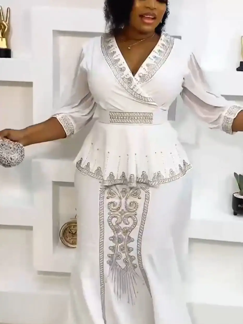 2 Pieces Set Plus Size Africa Clothes Dashiki African Skirts And Top for Women Ankara Wedding Party Gown Outfits 2026 New Robes
