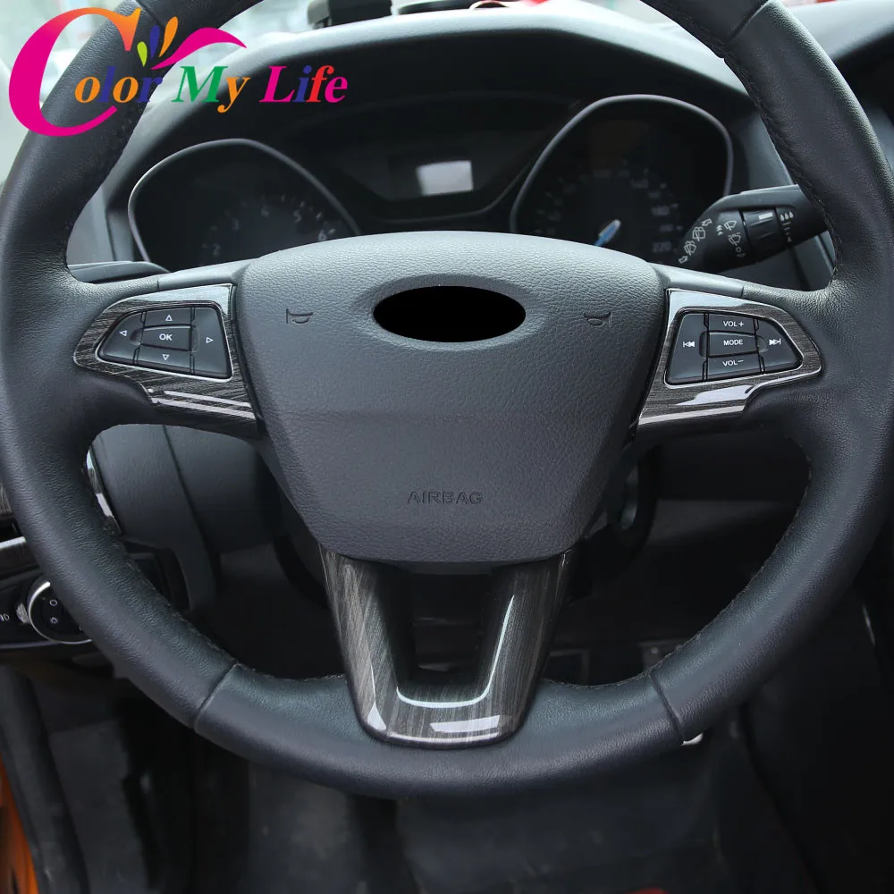 

Color My Life Car 3Pcs/Set Interior Steering Wheel Protection Trim Sticker for Ford C-Max CMAX C Max 2015 2016 Parts Accessories