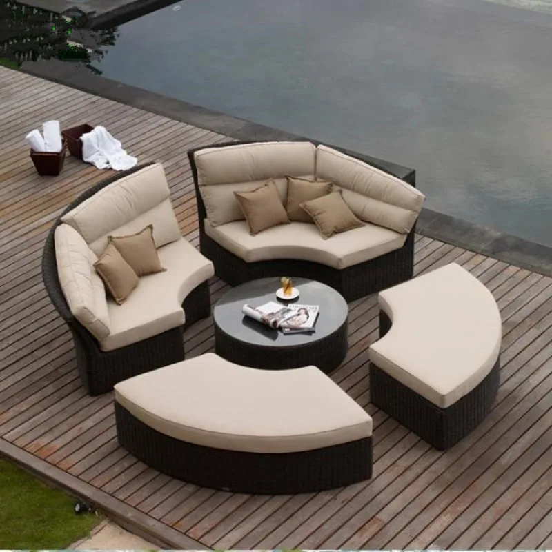 

Outdoor bed garden courtyard balcony, lunch break big round bed villa