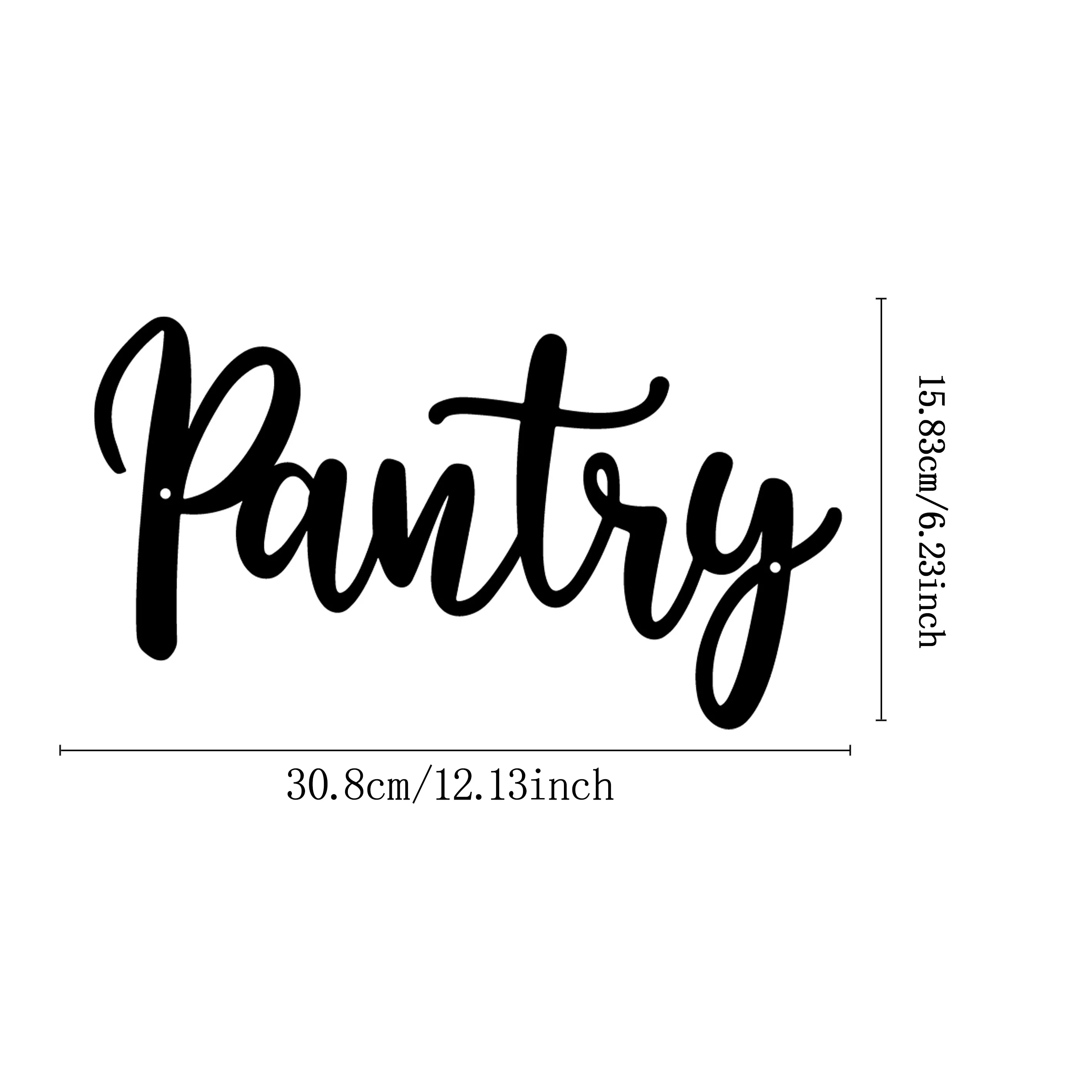 Stainless Steel Pantry Sign Metal Door Plaque Farmhouse Kitchen Decor Cursive Lettering Pre-Drilled Holes with Screws Easy Insta