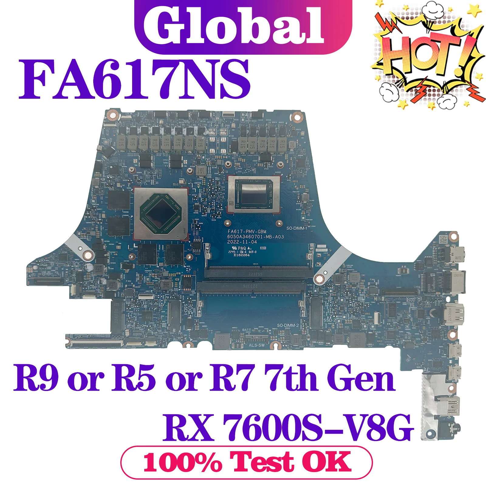 

KEFU FA617 Mainboard For ASUS FA617NS FA617NSR FA617NT FA617NTR TUF617NS TUF617NT Laptop Motherboard R5 R7 R9 RX7600S RX7700S