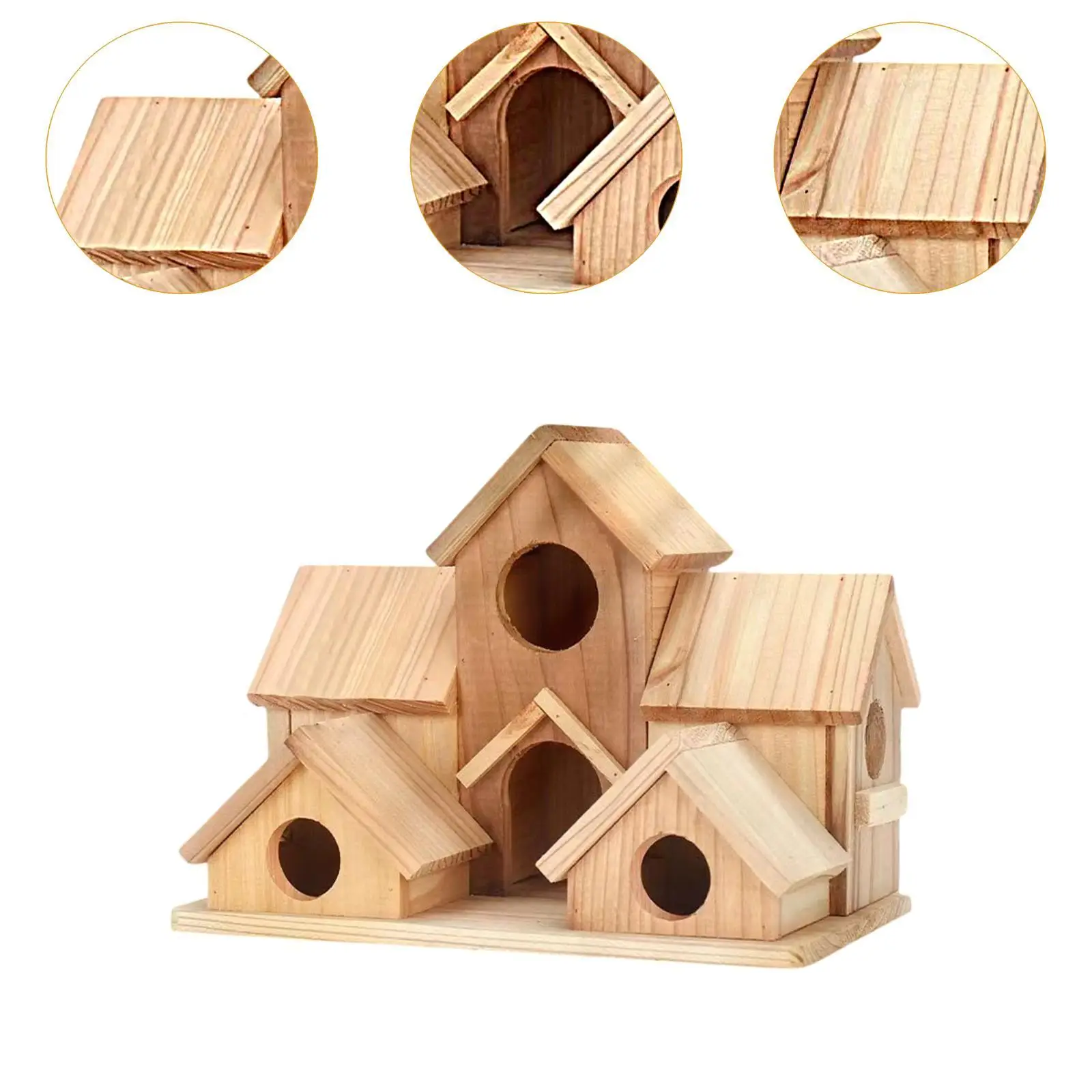 Hanging Wooden Bird House Outdoor Bird Nesting Box Cage for Finch Sparrows Cardinals Garden Home Decor