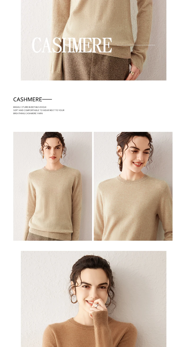 Damen 100% Reiner Kaschmir-Pullover 2026 Herbst Winter Rundhals Langarm Warm Weich Gestrickter Pullover Neue Strick-Oberteile Damenkleidung – Detail 16