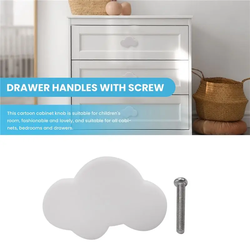 A53Q-10Pcs Cartoon Cloud Furniture Handles Children Room Knobs Handles Drawer Pull Handle Door Knob For Bedroom Kitchen