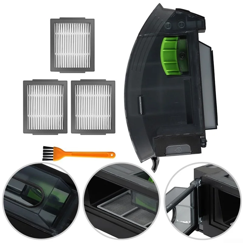 A05G-pour Roomba I1 + I3 + I4 + I6 + I7 + I8 + E5 E6 E7 série bac à poussière de remplacement avec filtres brosse de nettoyage pour Robot aspirateur