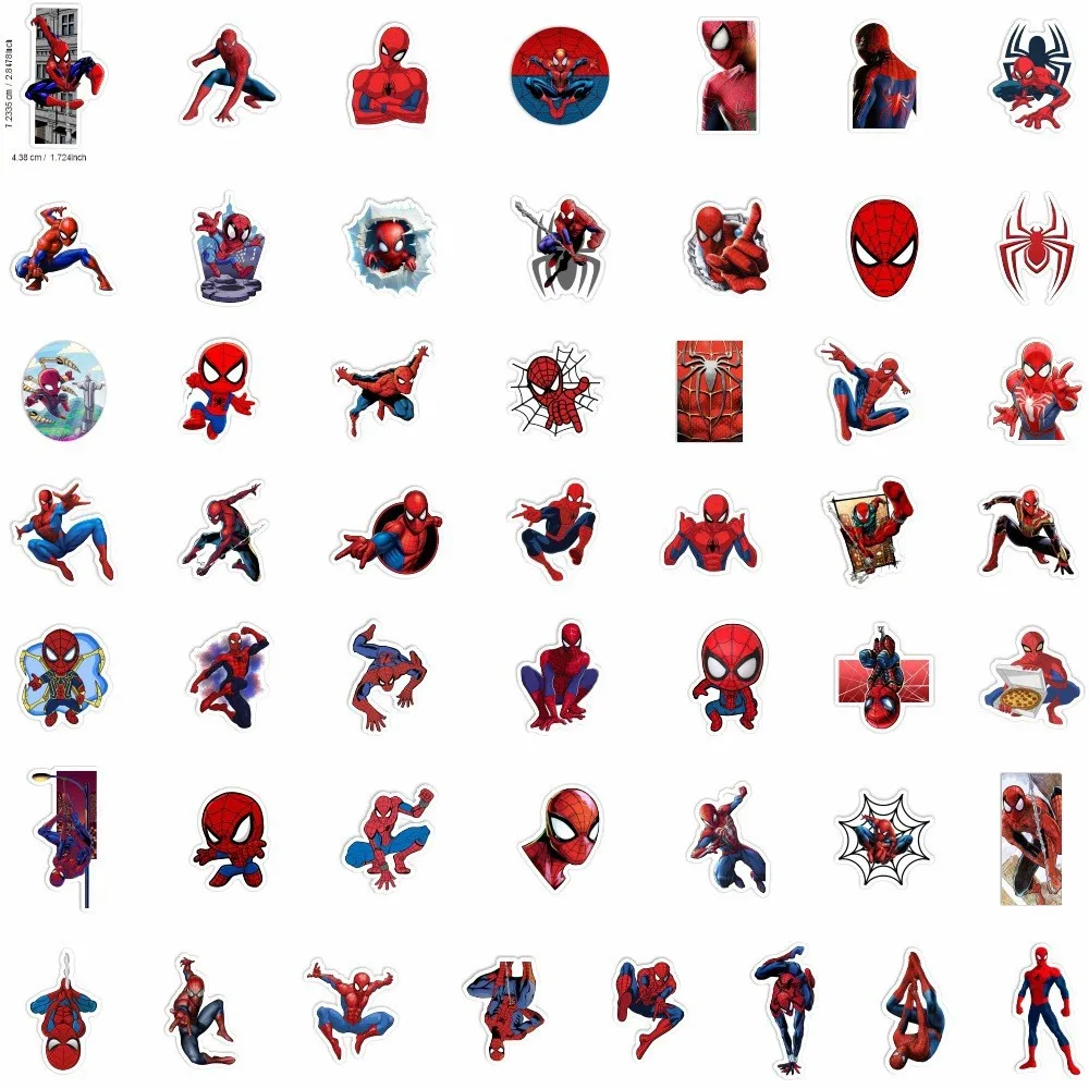 50pcs Spider-Man Stickers Suitcase Notebook Water Cup Skateboard Motorcycle Movie Anime Peripheral Decorative Stickers