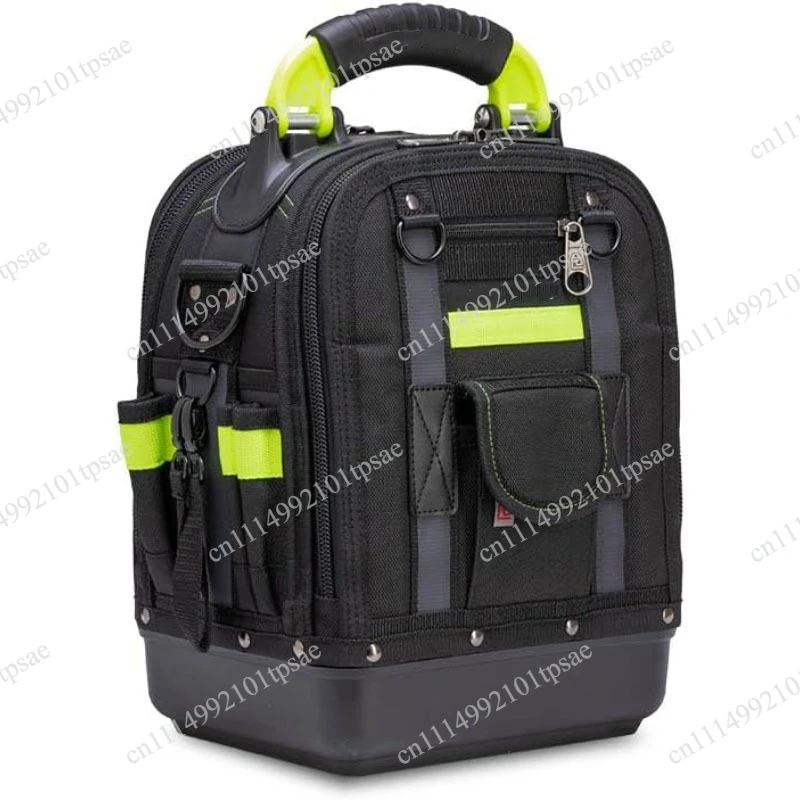 The multi-functional toolkit features multiple zippers and compartments, making it easy to store and durable