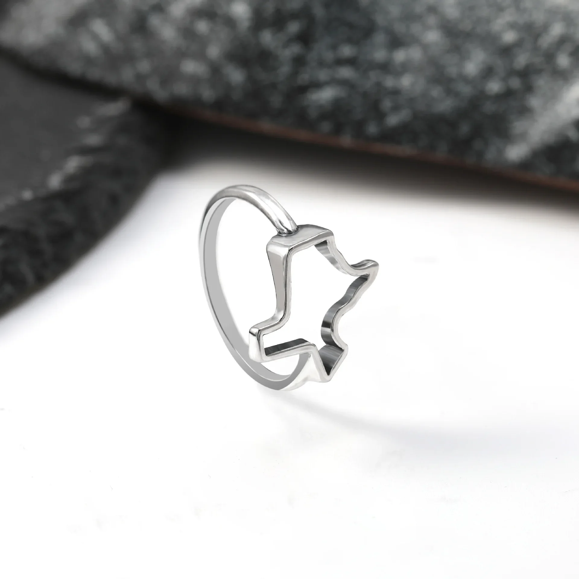 2027 New S925 Sterling Silver Geography Statement Ring, Slim Band With Hollow Texas Map Cutout, Comfort Fit Shank, Simple State Inspired Motif, Trendy Casual Jewelry