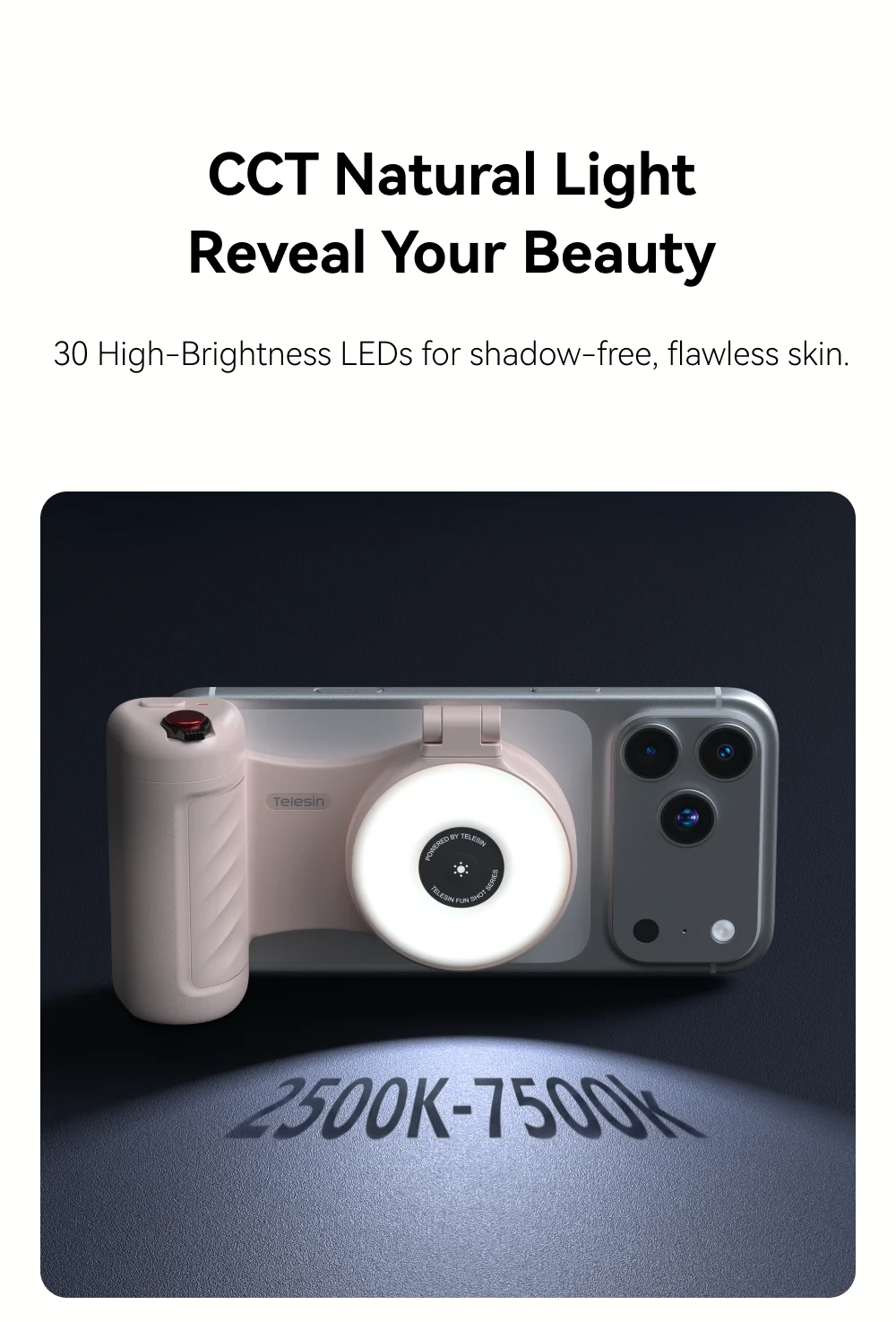 TELESIN Magnetisches RGB-Füllicht Handy-Kamera-Aufnahmegriff Telefonhalter Aufnahmehilfe Fernbedienungsgriff für Smartphones – Detail 6