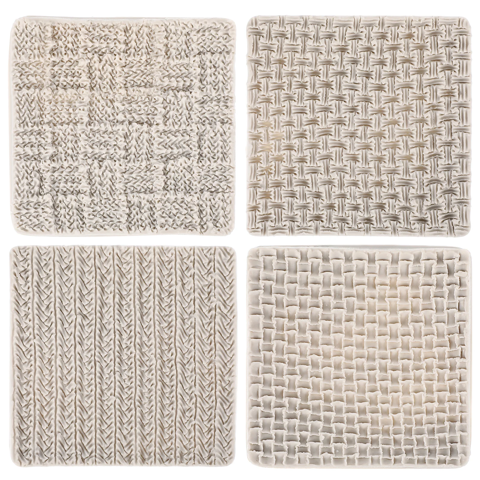 4 قطعة قوالب فندان سيليكون نسج نسيج متماسكة تنقش كعكة الشوكولاته الحلوى الصابون Diy بها بنفسك أدوات الخبز غير عصا العزل الحراري