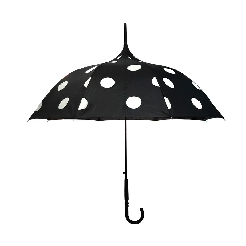 Cute Polka Dot Pagoda Umbrella  for Women Photography Straight Umbrella Sunny and Rainy Parasol Semi-automatic 8k Umbrella