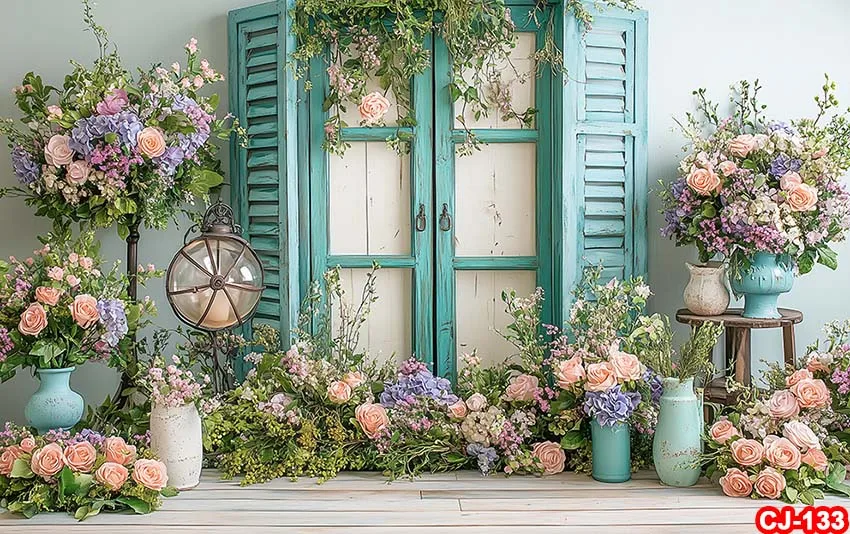 Фон для цветочного магазина, весенние цветы, горшечные растения, винтажный фон для фотосъемки, пасхальная вечеринка, украшения для дня рождения