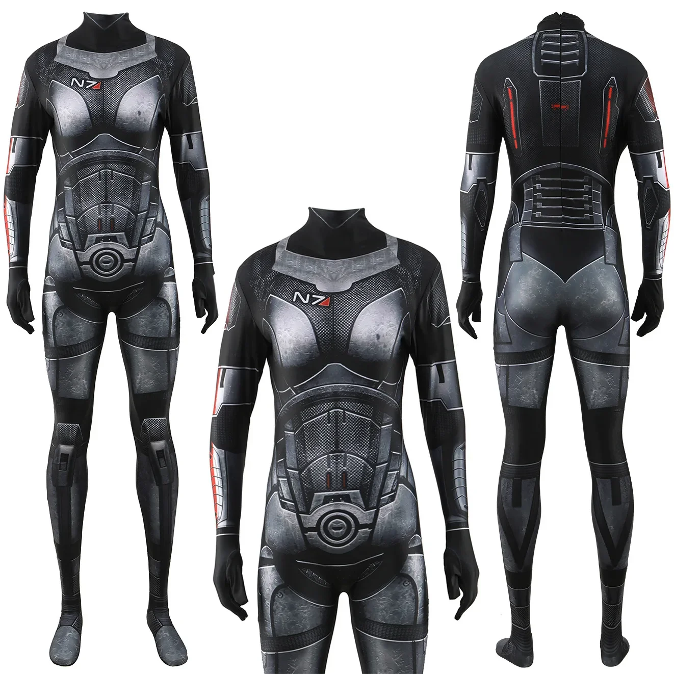 MASS EFFECT FEMSHEP N7 ARMOR Cosplay Costume Superhero Zentai Outfits Spandex MASSEFFECT Halloween Costume Bodysuit Fancy Adult