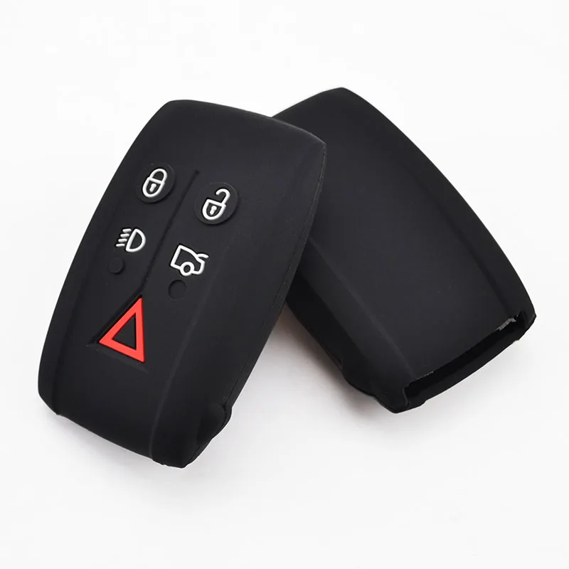 Silicone Case Cover Key Remote Fob Shell For Jaguar XF XK XKR XK8 XJ8 X-Type S-Type Keyless Holder 5 Buttons Car Protector Chain