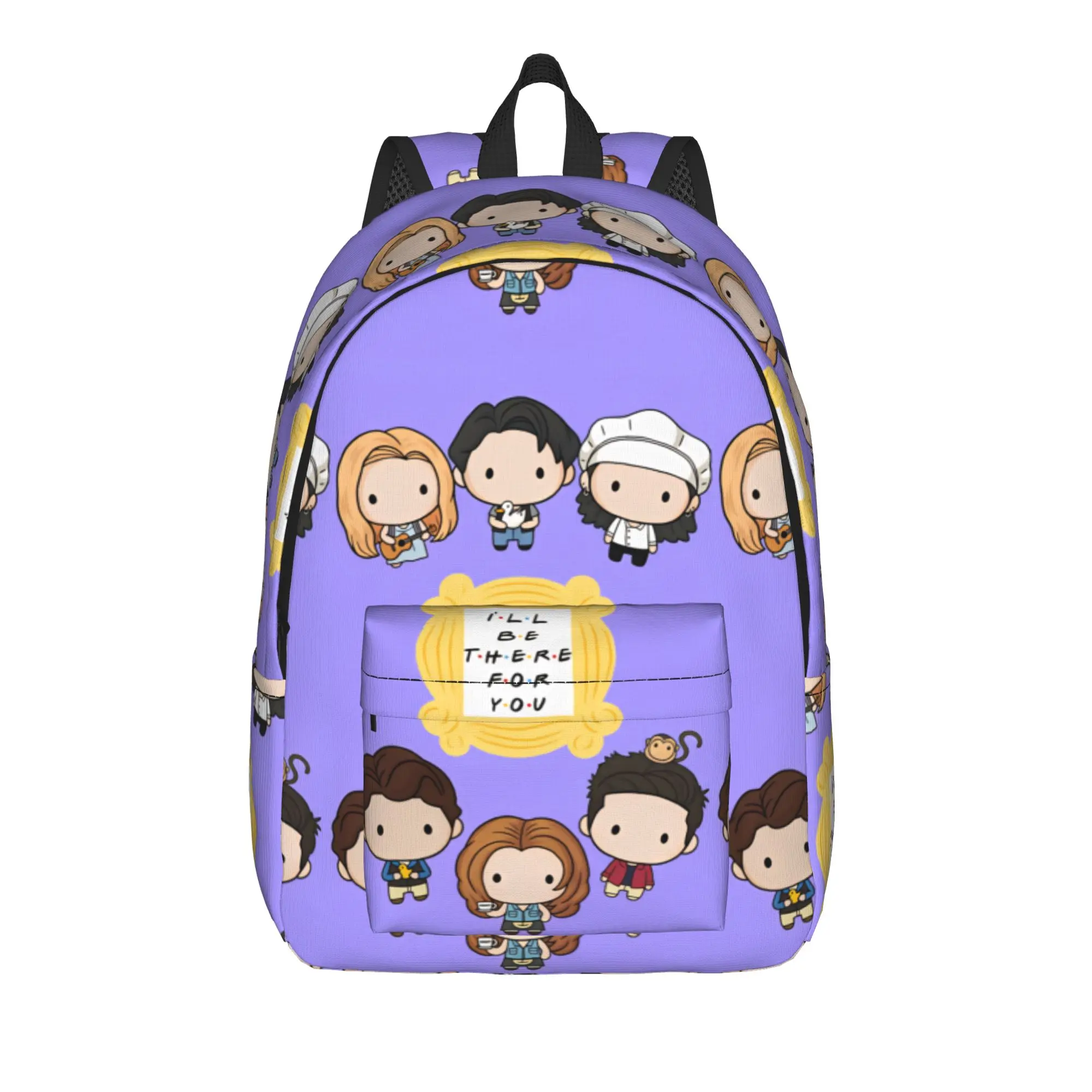 

Friends Q-Character Theme Print Backpack Elegant Backpacks Men Cycling Soft School Bags Colorful Rucksack
