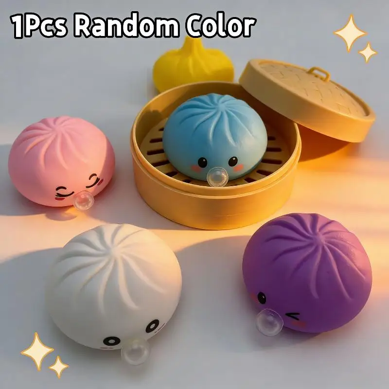 Bubble Bun Toy With Steamer Colorful 1Pcs Squeeze For Adults Stress Relief Relaxation
